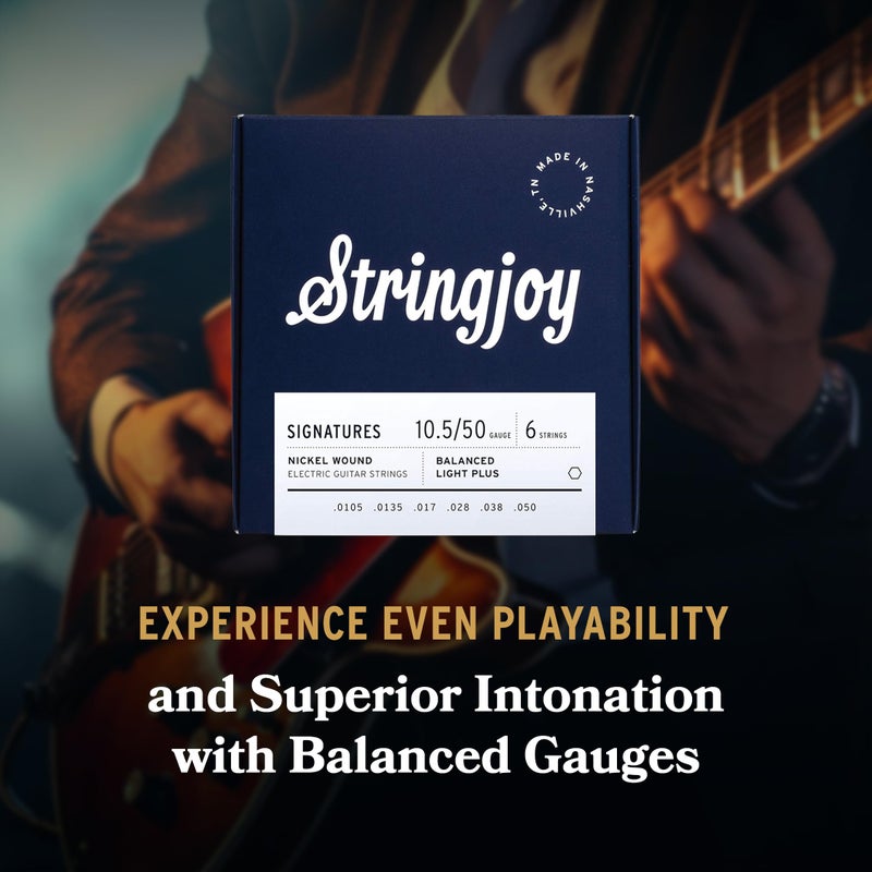 Stringjoy BAL105 Signatures Nickel Wound Guitar Strings, 10.5-50 Balanced Light Plus Gauge, Electric Guitar Strings for Enhanced Tone, Guitar Strings Electric 6 String Set - Image 3